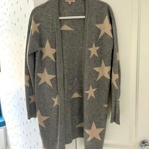 Cashmere Philosophy Gray and Cream Star Pattern Cardigan
